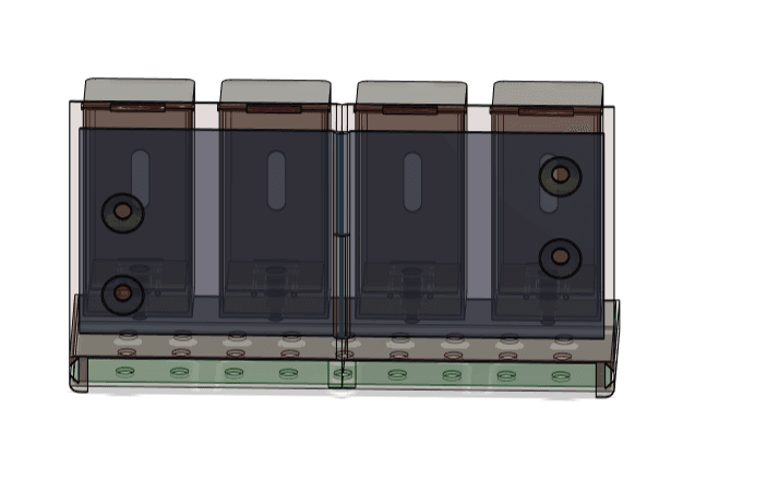 Rear CAD view showing the SuperCaddy suction cup layout