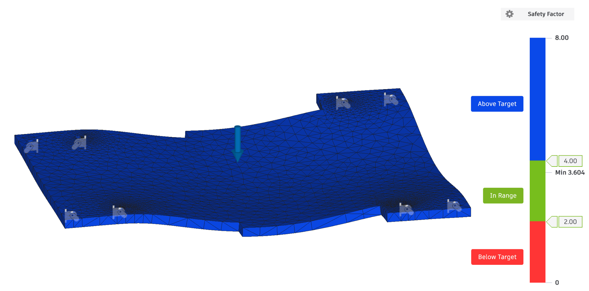 Fusion 360 safety-factor result for the TriShift roof plate